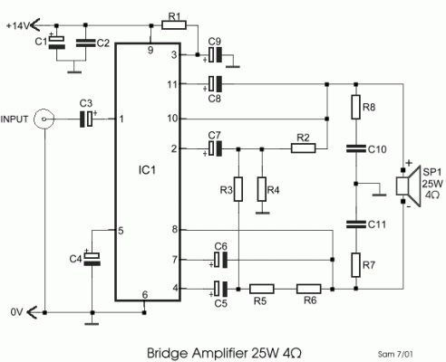 How to build Collection of Little Bridged Power Amplifiers - circuit diagram