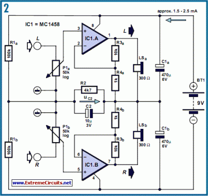 How to build DC-Coupled Audio Amplifier - circuit diagram