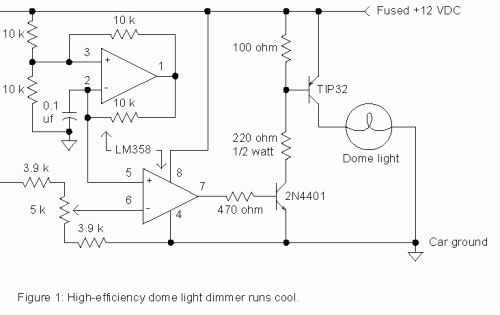 How to build Dome Lamp Dimmer - circuit diagram