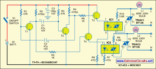 How to build Portable Lamp Flasher - circuit diagram