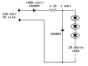 How to build Line Powered White LEDs - circuit diagram