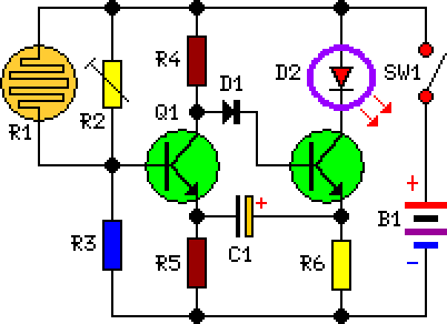 How to build Dark Activated Led or Lamp Flasher - circuit diagram