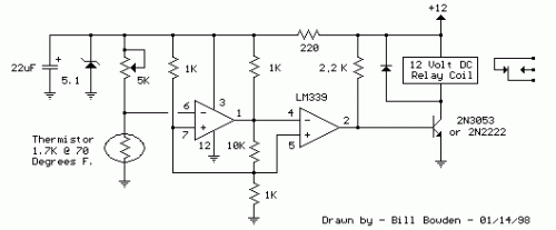 How to build Electronic Thermostat and Relay Circuit - circuit diagram