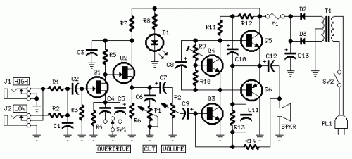 How to build Guitar Amplifier - circuit diagram