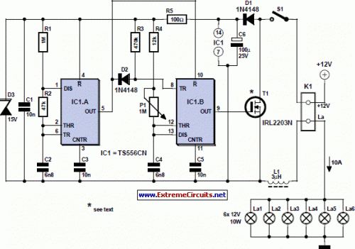How to build 12V Dimmer - circuit diagram