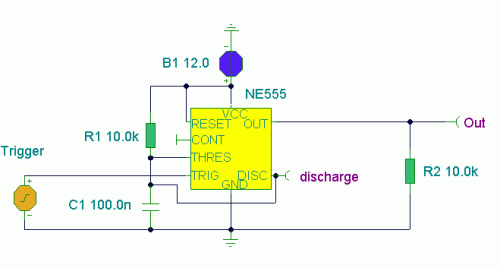 How to build NE555 Basic Monostable - circuit diagram
