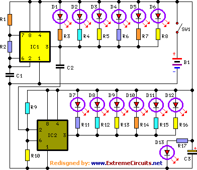 How to build Bicycle Back Safety Light Circuit Schematic - circuit diagram
