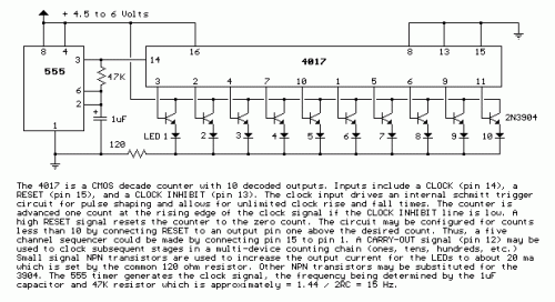 How to build 10 Channel LED Sequencer - circuit diagram