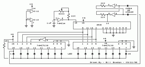 How to build 16 Stage Bi-Directional LED Sequencer - circuit diagram
