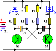 How to build Two Flashing LEDs Circuit Schematic - circuit diagram